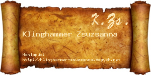 Klinghammer Zsuzsanna névjegykártya